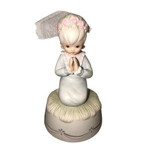 1983 Musical Lefton The Christopher Collection Girl Praying First Communion READ